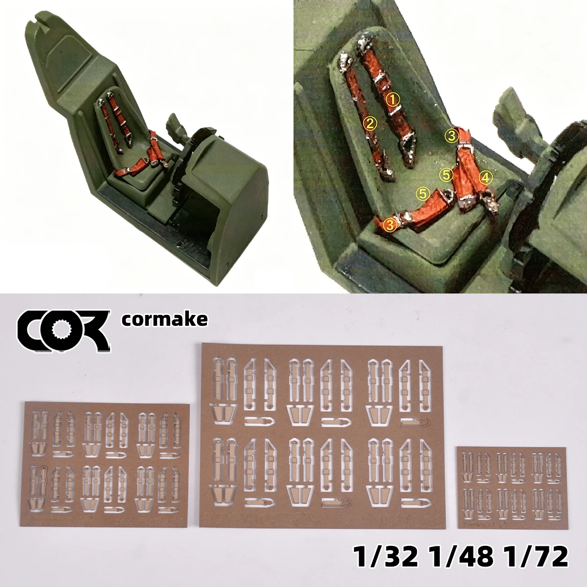Фото Детали для сборки моделей в масштабах 1/32, 1/48, 1/72: Стандартный ремень безопасности для пилота немецкого самолета времен Второй мировой войны, аксессуар для военных моделей. №1