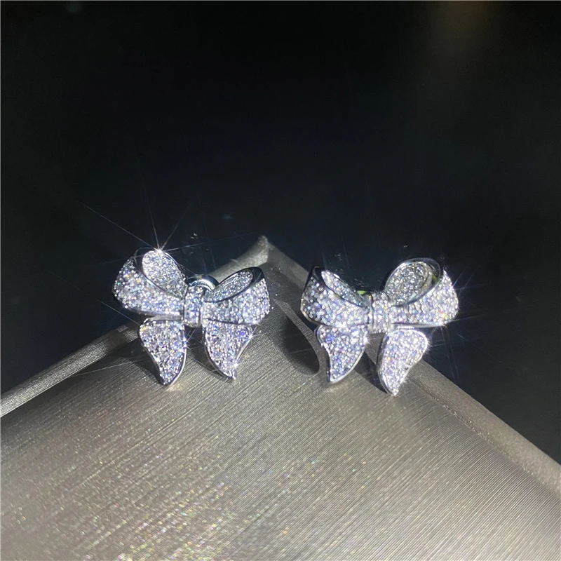 

Luxury Pair Zircon Summer Stud Earrings New Arrivals Brand Bowknot Cubic Zirconia Women 2022 Trending Crystal Personalised