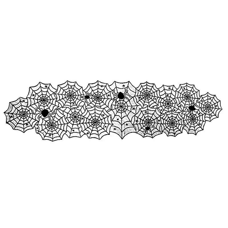 Скатерть на тему Хэллоуина Черный Паук кружевная настольная дорожка занавеска