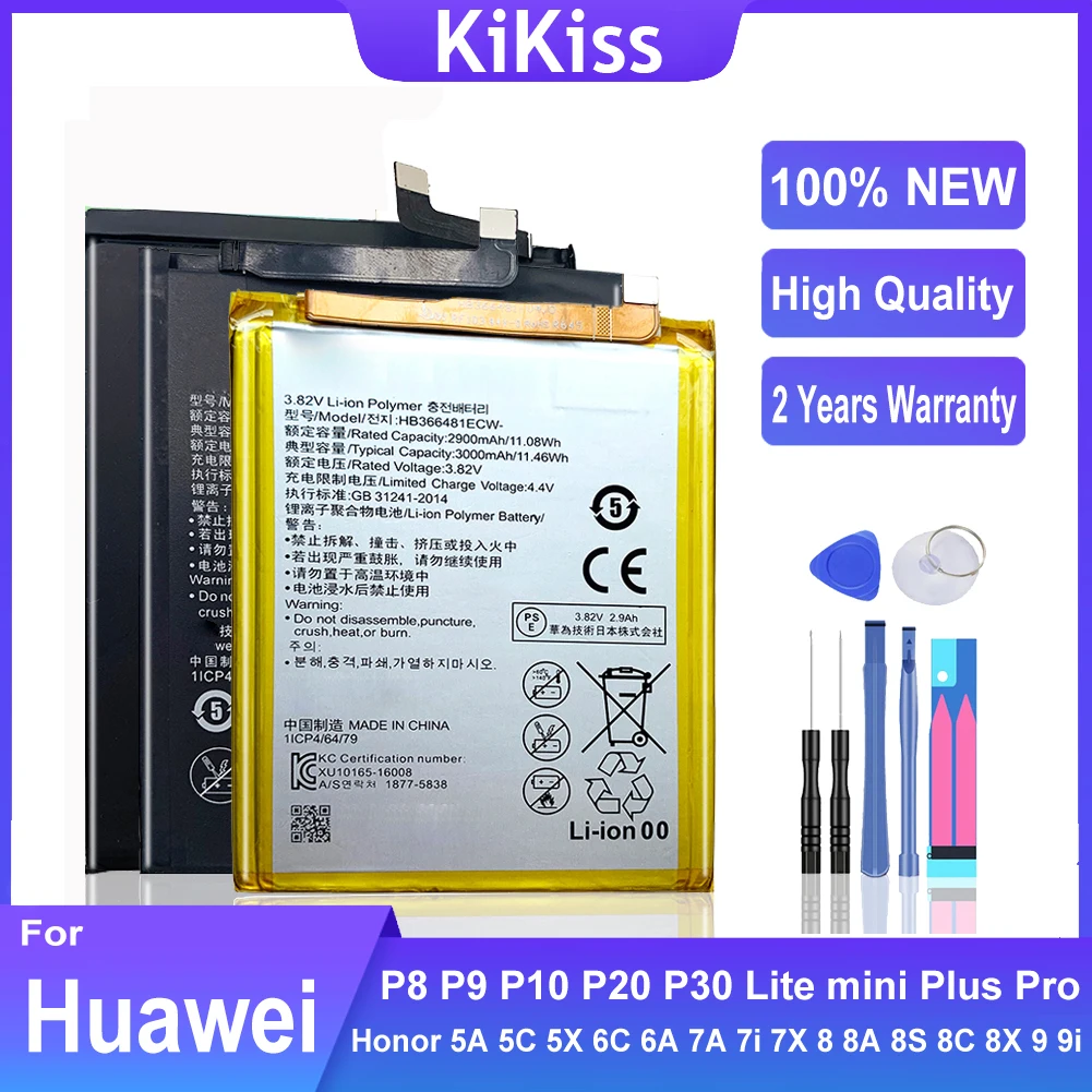 

Battery For Huawei P8 P9 P10 P20 P30 Lite mini Plus Pro/Honor 5A 5C 5X 6C 6A 7A 7i 7X 8 8A 8S 8C 8X 9 9i/View 10 V10 V9 V20 Play