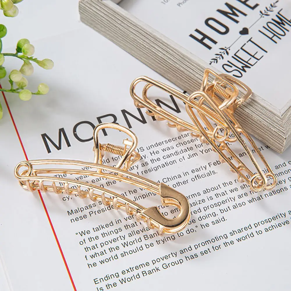 Большая металлическая заколка для волос женщин в форме простой элегантный