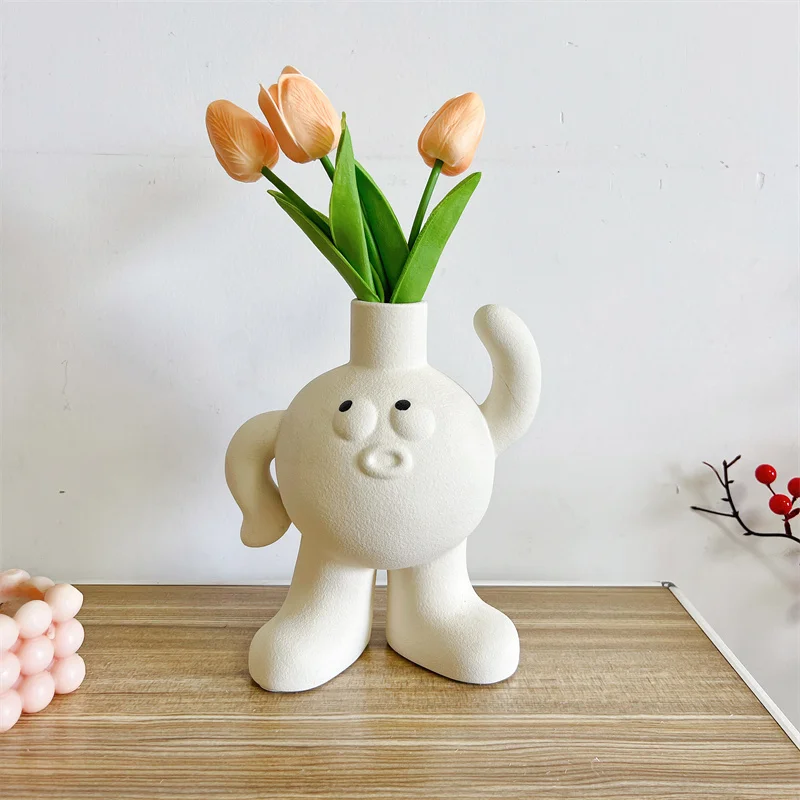 Новая Скандинавская симпатичная керамическая ваза с большим основанием для ног