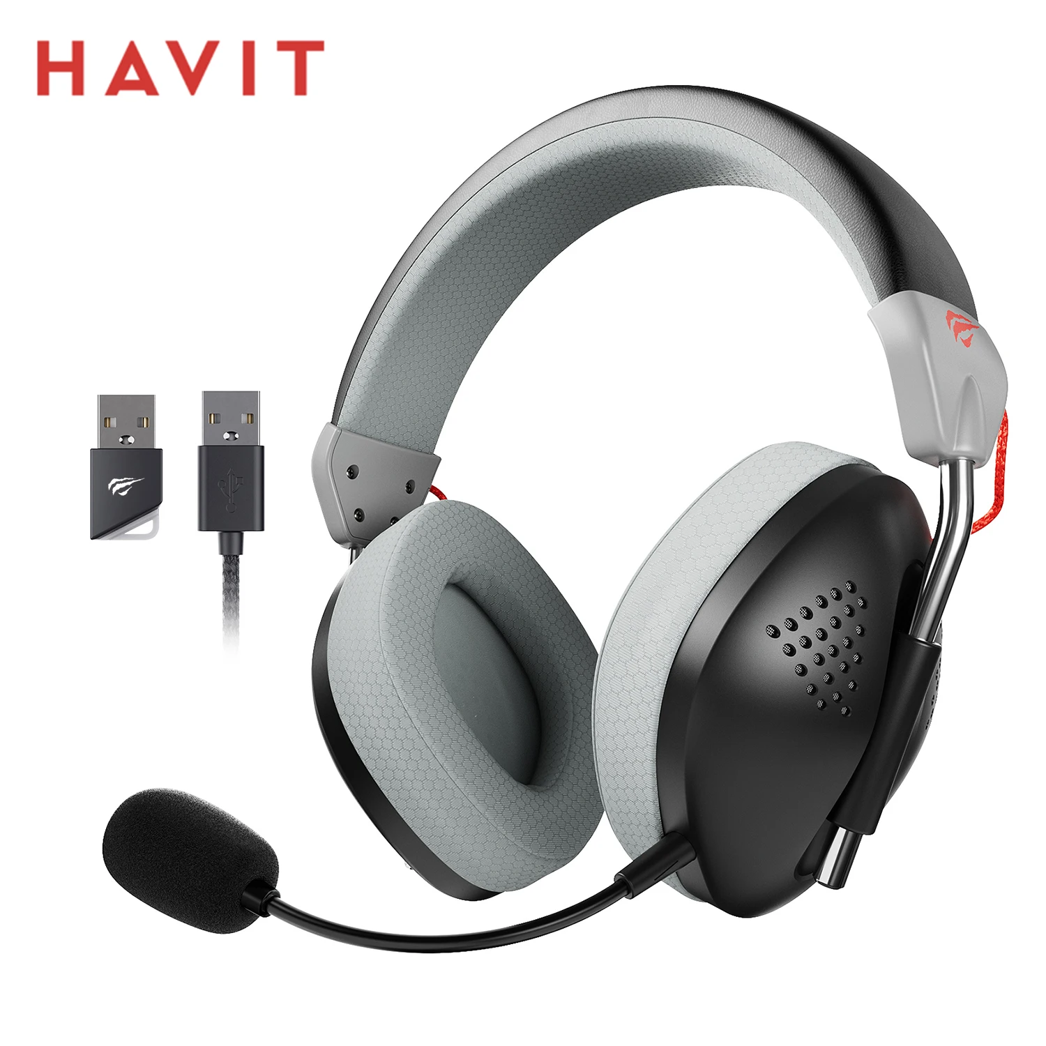 HAVIT Fuxi-H4 Wireless Gaming Bluetooth Headphones 2.4GHz Wireless Headset With Pluggable Mic For PC Laptop PS4 PS5 Switch Gamer