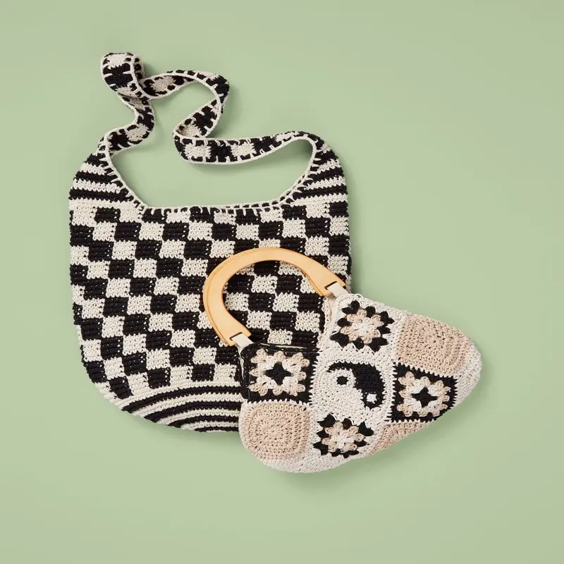 Juniors Festival Crochet Hobo Bag, Off-White Strawberry