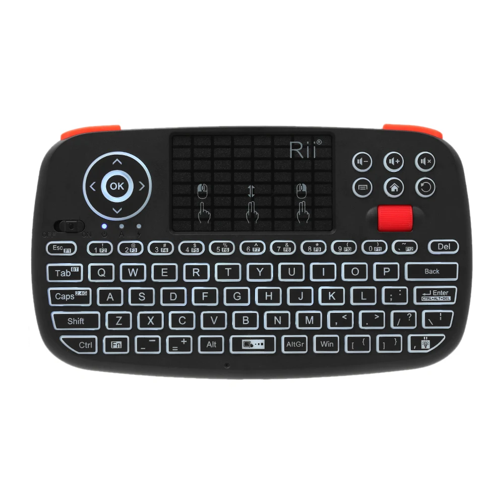 

Original Rii i4 Bluetooth US/RU/HE/ES/FR Keyboard Portable Mini Wireless Keyboard With Backlit Keypad Touchpad Android/Window