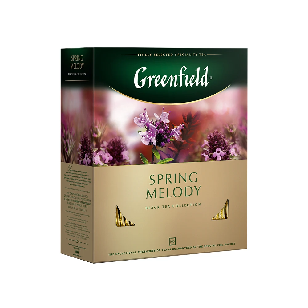 Чай Greenfield Spring Melody в пакетиках черный с ароматом фруктов и душистых трав 1 5*100 |