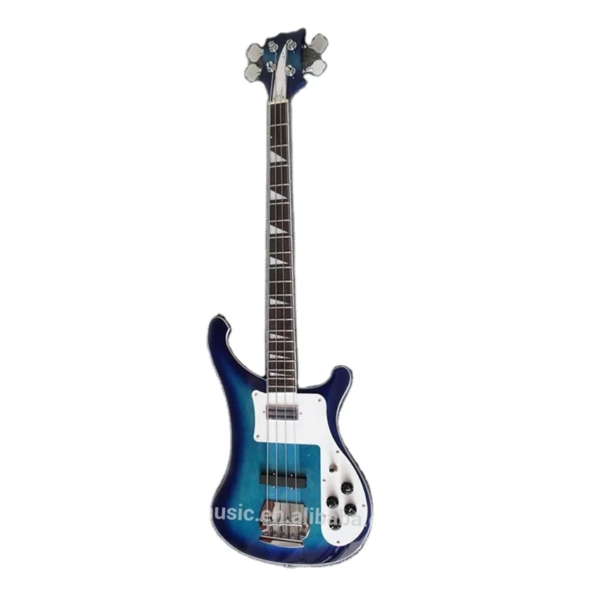 

Weifang Rebon 4 string ricken neck through body electric bass guitar in blue sunburst colour