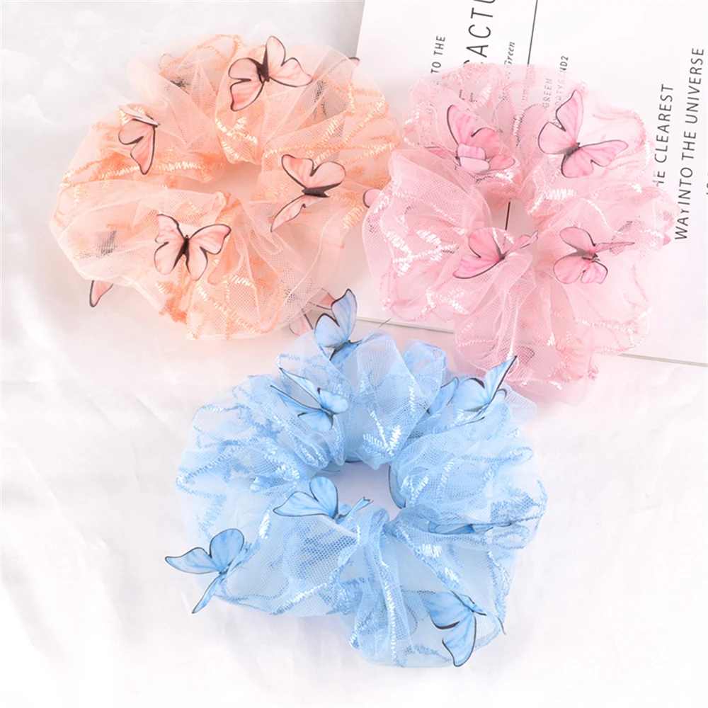 

Trendy Mesh Yarn Butterfly Scrunchies Headband Elegant Women Ponytail Hairline Hair Tie Headwrap Hair Accessories For Girls