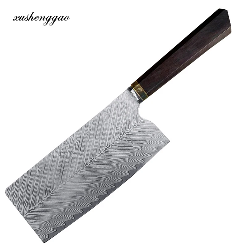 

Genuine Damascus Knife Japanese 67 Layers Damascus Steel Kitchen Knives 7 inch Slicing Cleaver Beautiful Knife With Patterns New