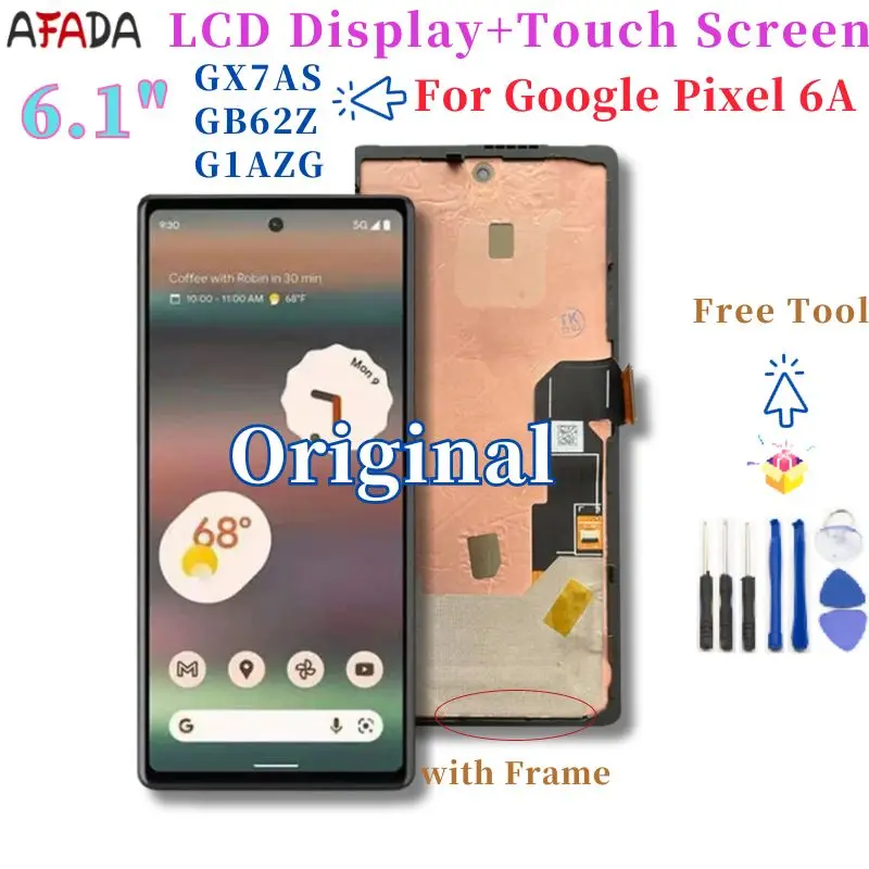 ЖК-дисплей 6 1 дюйма для Google Pixel 6a GX7AS GB62Z G1AZG 6A с рамкой