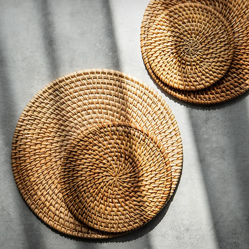 

1Pc Round Rattan Coaster Natural Woven Rattan Placemats Tea Cup Coaster Insulation Trivet Bowl Pad Plate Mats Table Accessories