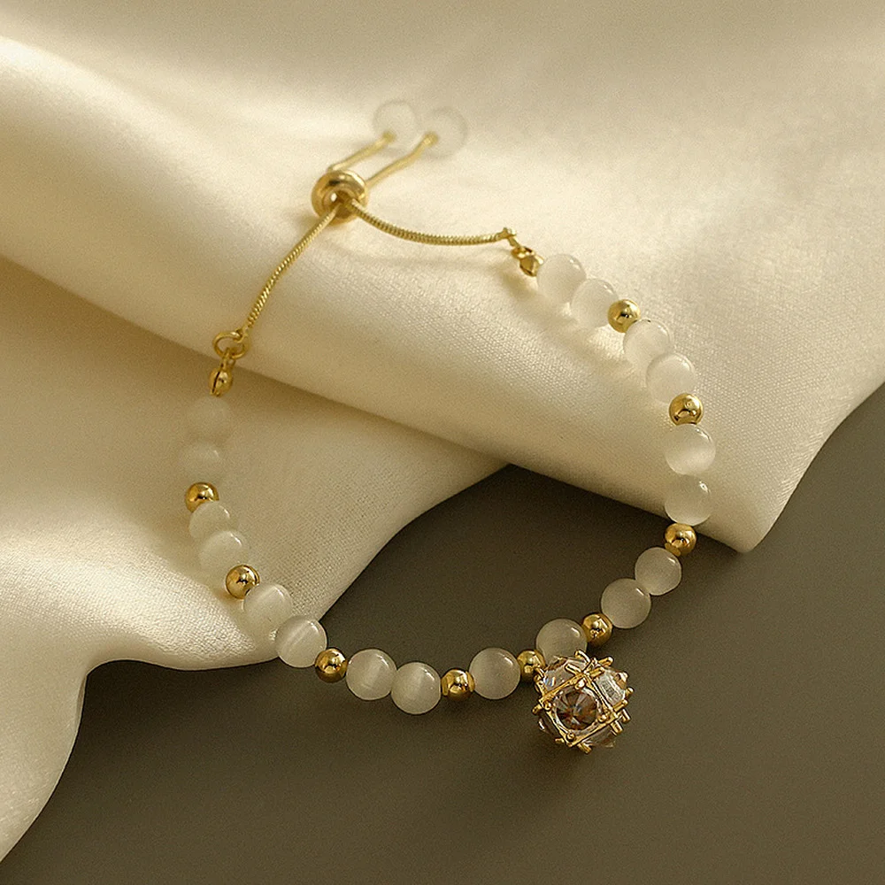 

Korea Hot Selling Fashion Jewelry High-end Natural Opal Beads Beaded Copper Inlaid Zircon Shell Pearl Female Bracelet