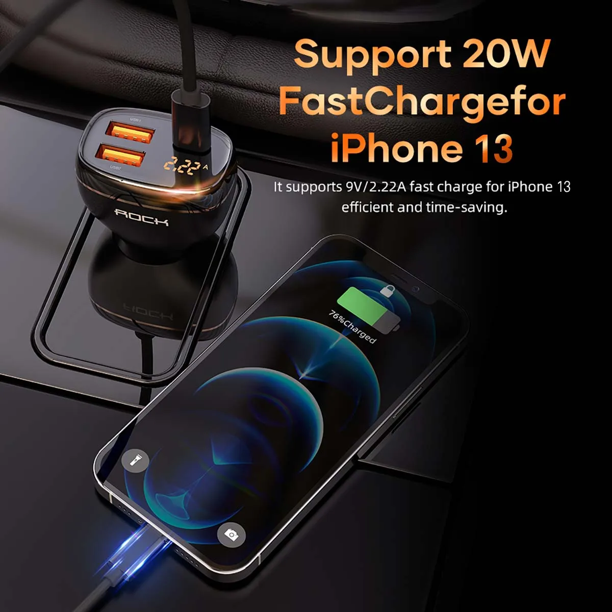 

60W USB PD Fast Charge USB1/ USB2/ Type C Three Ports Car Charger Adapter for Car Charging iOS and Android Smartphone Devices