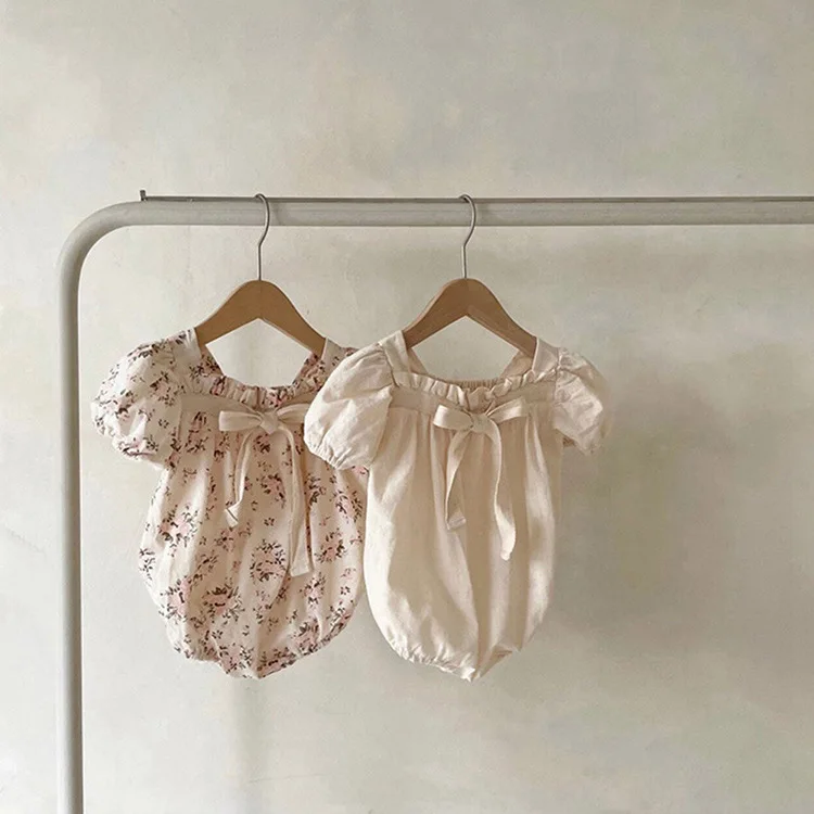 

Summer sweet little floral baby jumpsuit bow baby bag fart clothes children's romper clothes newborn clothes