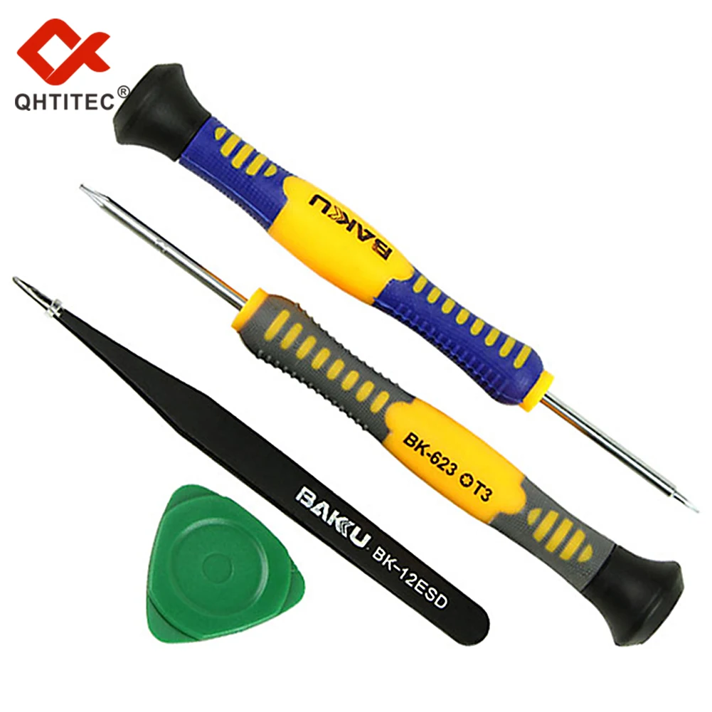 

QHTITEC 7290 Screwdriver Tweezers Opening Picks Set Magnetic Screwdriver For Ice Screws Bits Kit Mobile Phone Disassembly Tool