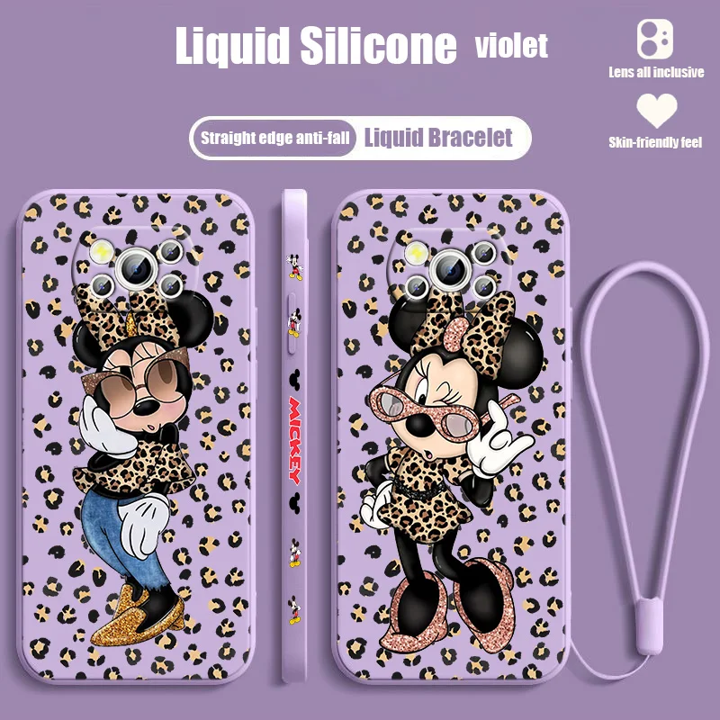 

Minnie Leopard Print For POCO C55 C50 C40 M5S M4 M3 F4 F3 X5 X4 X3 X2 NFC GT Pro Liquid Left Rope Lanyard Phone Case