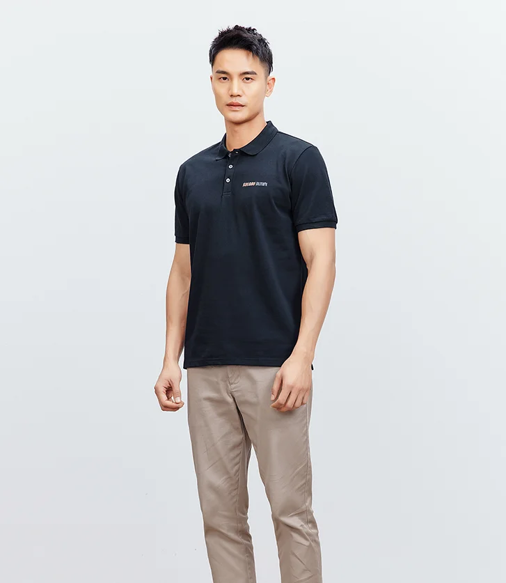 

P2209- American fashion Lapel t-shirt men's new back print men's short sleeves.