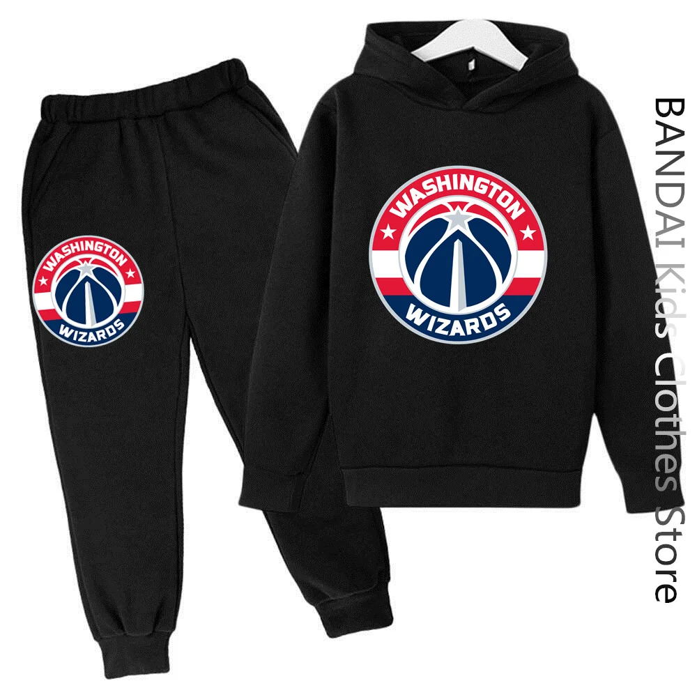 

Team Logo Basketball Sports Hoodie Set Spring Autumn Children Hoodie+pants Nba 2-12y Boys Kids Girls Hoodie Suits Sesame Street
