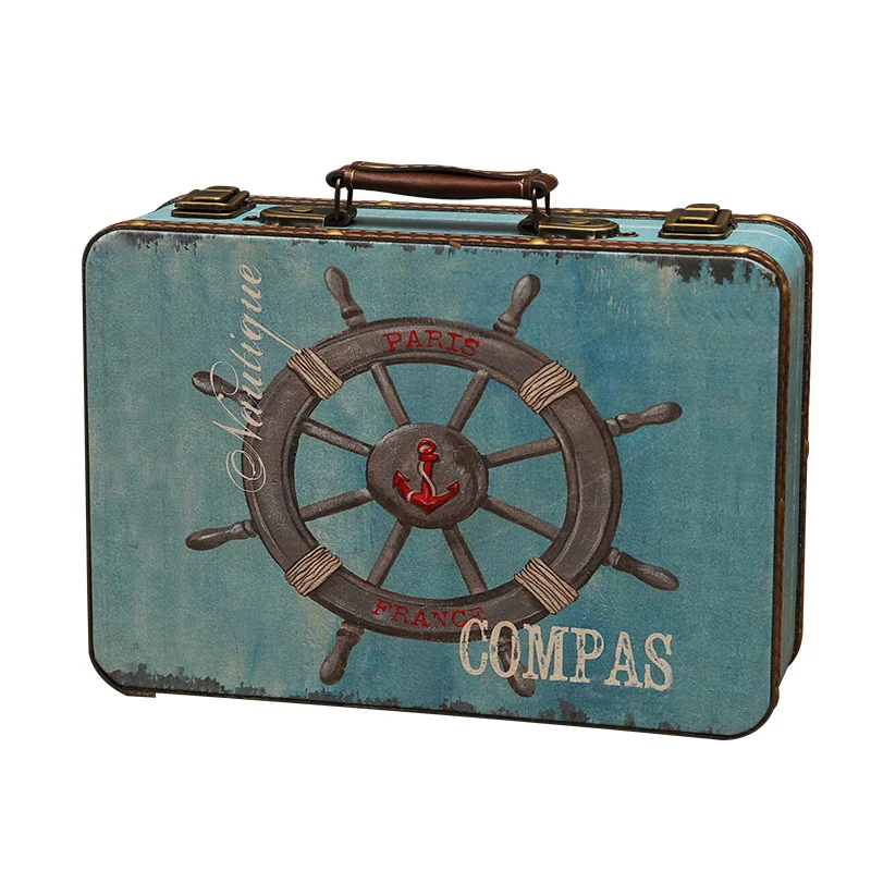 

Rushed Wooden Vintage Suitcase Household Clothes File Storage Organizing Box Storage Box Box Collection Props Large Wooden Size