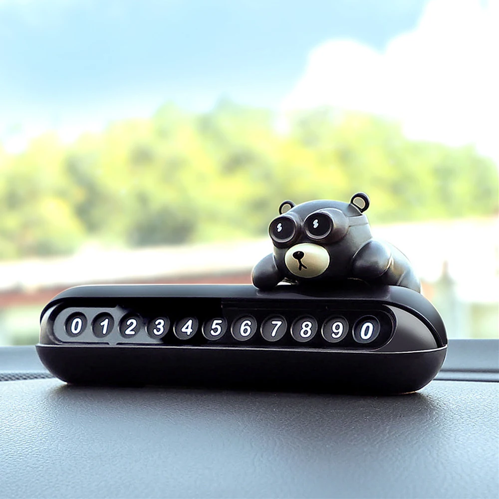 

Car Phone Number Car Business Card Phone License Plate Auto Temporary Parking Card Cute Bear Car-styling Telephone Number Plate