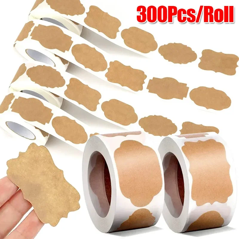

Kraft Paper Stickers Blank Labels Handmade Stationery Gift Tags Decoration Paper Spice Jar Label DIY Envelope Sealing Sticker