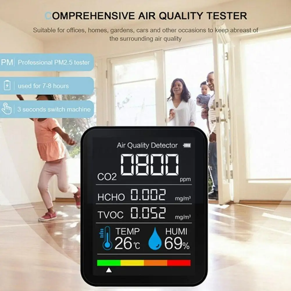 

3 In 1 Co2 Concentration Detection Thermometer Hygrometer Carbon Sensor Digital Portable Test Temperature Humidity Dioxide B1k1