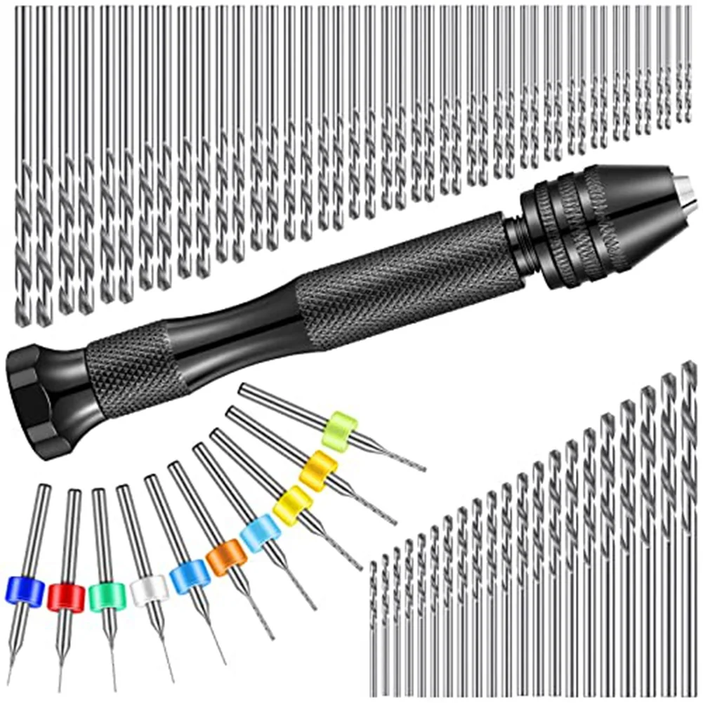 

95 Pieces Hand Drill Bits Set Pin Vise Hand Drill 74 Pieces Mini Twist Drill Bits and for Resin Polymer Clay Craft DIY