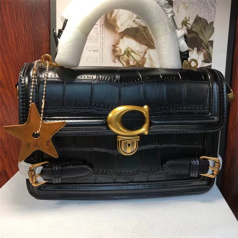 Famous Designer Genuine Leather Small Square Bag Women Shopping Metal Handbag 2023 New Fashion Single Shoulder Messenger Bags