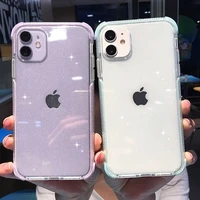 funda coque for iphone 13 11 12 pro max case bumper for iphone x xs max xr 7 8 plus phone case shining glitter transparent cover