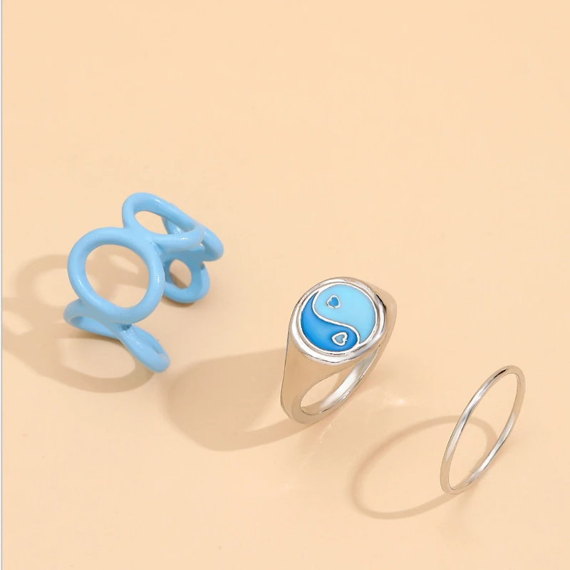 

2022 New Arrival Color Blue Pink Female Ring Chinese Gossip Rings Dripping Oil Trendy Rings Jewelry Accessories
