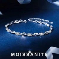 trendy 925 sterling silver 9 stone 0 4ct d color moissanite bracelet for women plated white gold lab diamond bracelets bangle