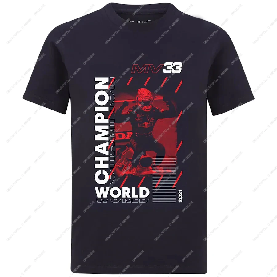 2021 футболка чемпиона мира по водителям F1 голубая дышащая MV33 с фанатом автомобиля