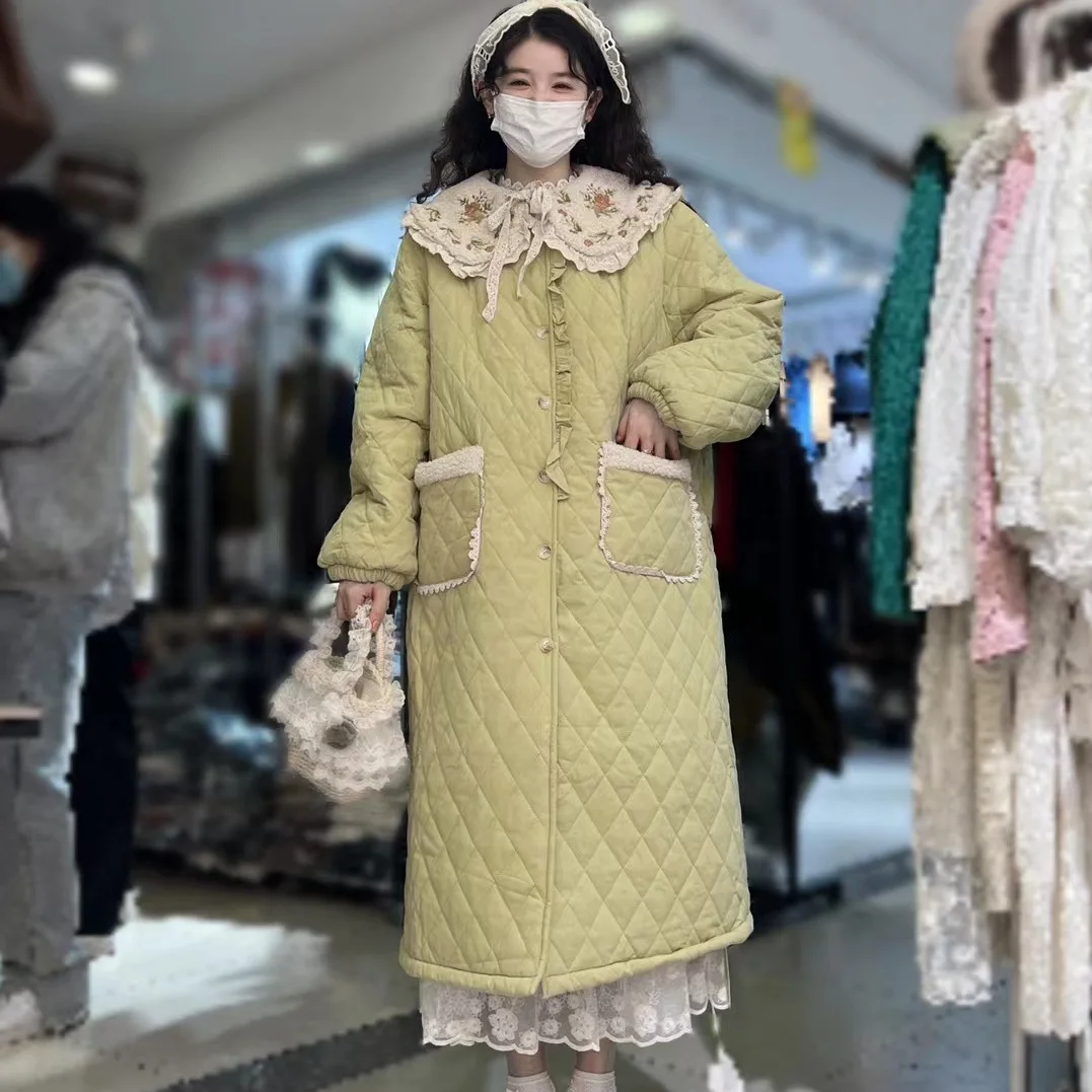 Sweet collar detachable embroidery doll collar cotton padded jacket women's extra thick cotton jacket