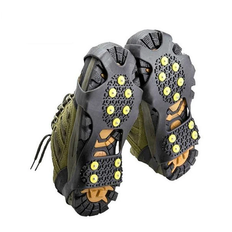 Pair Hot Sale 10 Studs Anti-Skid Snow Ice Climbing Shoe Spikes Grips Crampons Cleats Overshoes Winter Climbing Shoes Cover