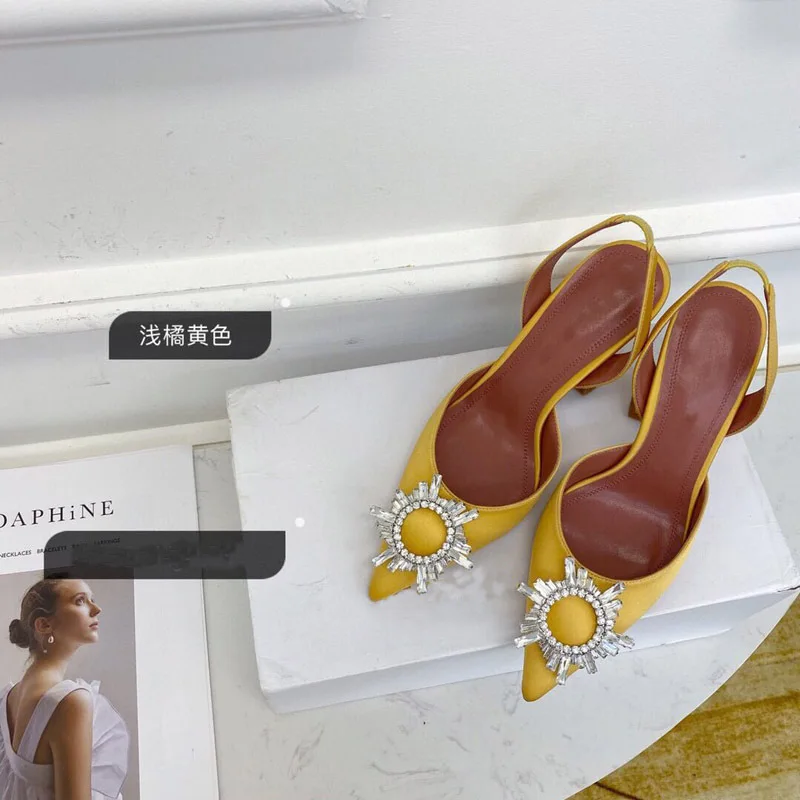 2023 summer new sunflower high-heeled sandals fashion foreign trade British women's shoes European and American sandals summer