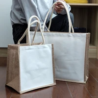 burlap tote bag jute beach shopping handbag vintage reusable gift bag with for grocery crafts birthday parties wedding women bag