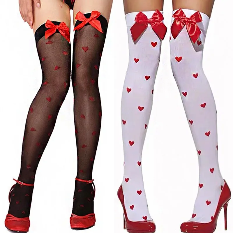 Лолита красный бант выше колена длинные носки сексуальные чулки женские милые