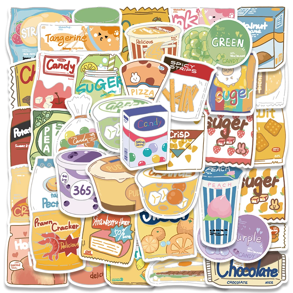 

10/40PCS Cute Snack Candy Girl Cartoon Foods Stickers Decal for Phone Book Bottle Planner Diary Laptop Scrapbook Sticker