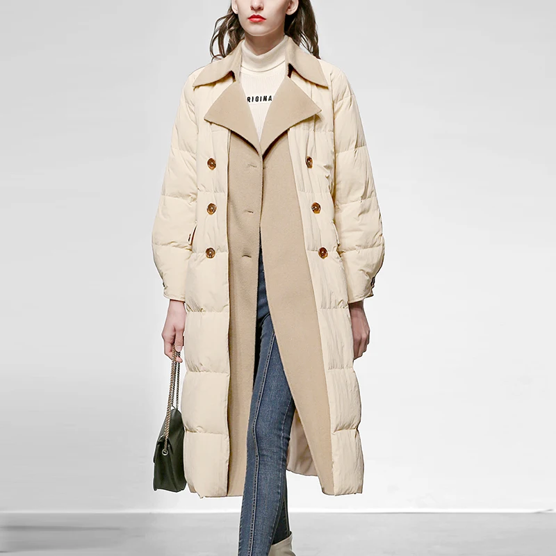 

2022 Winter runway Fashion Women's Duck Down Jackets Long Loose Thicken Female Puffer Outwea