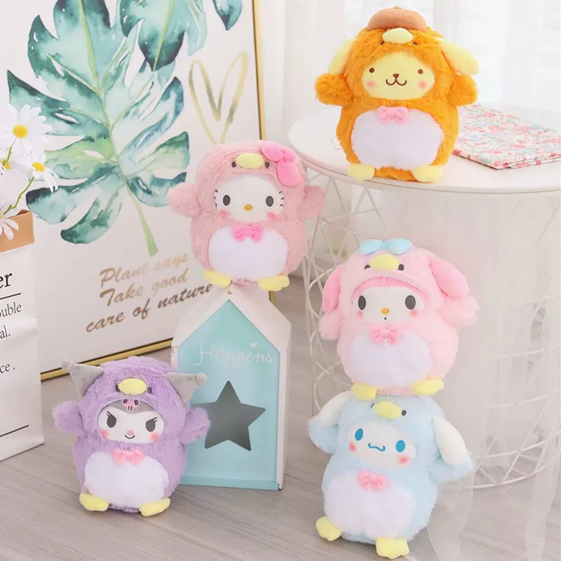 

Sanrio Kawaii Cute Cartoon Mymelody Cinnamoroll Kuromi Plush Doll Turned Into A Cute Penguin Cartoon Doll Birthday Gift
