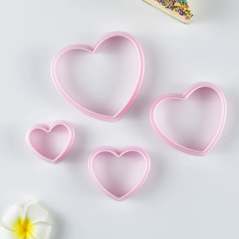 

4Pcs Heart Cookie Cutter Valentine's Day Love Wedding Cookies Molds Baking Tools Biscuits Stamp Fondant Cake Molds Kitchen Tools