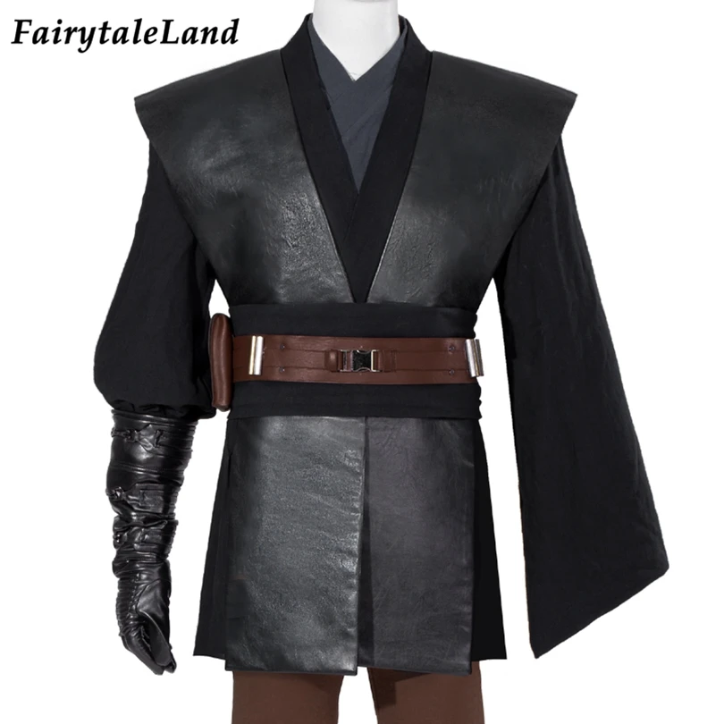 

High Quality Halloween Carnival Superhero Cosplay Anakin Costume Jedi Soldier Black Uniform Custom Made