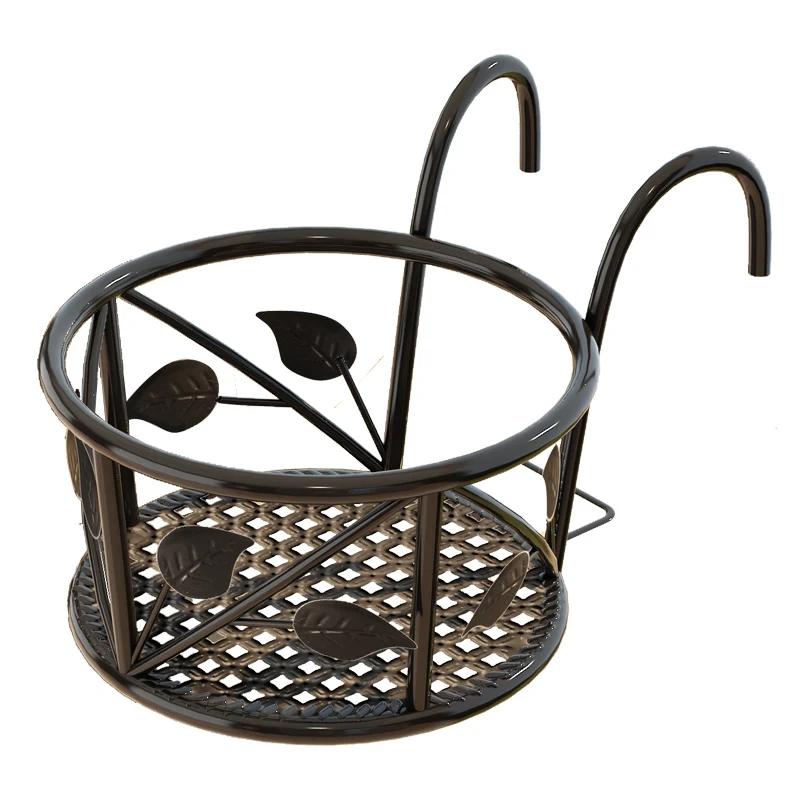 

Balcony Flower Rack Living Room Floor Type Simple Modern Balcony Railing Flower Rack Hanger Hanging Iron Flower Pot Rack