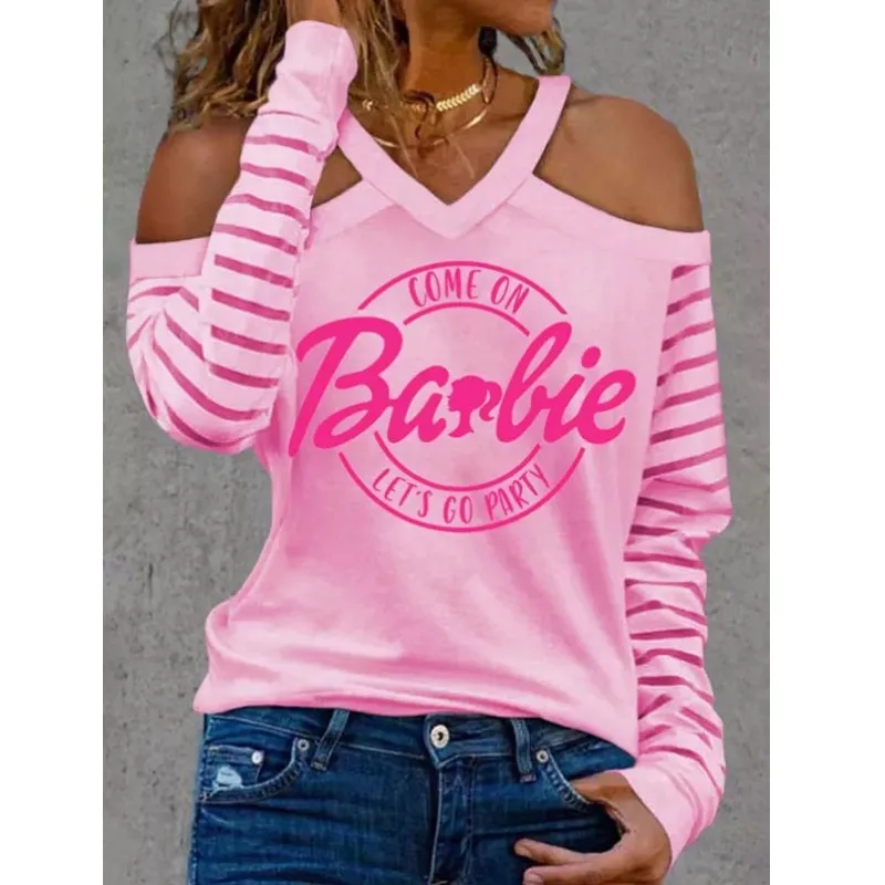 

2023 New Autumn Fashion Simple and Comfortable V-neck Solid Color Slim Fit Commuting Unique Off Shoulder Long Sleeve Women's Top