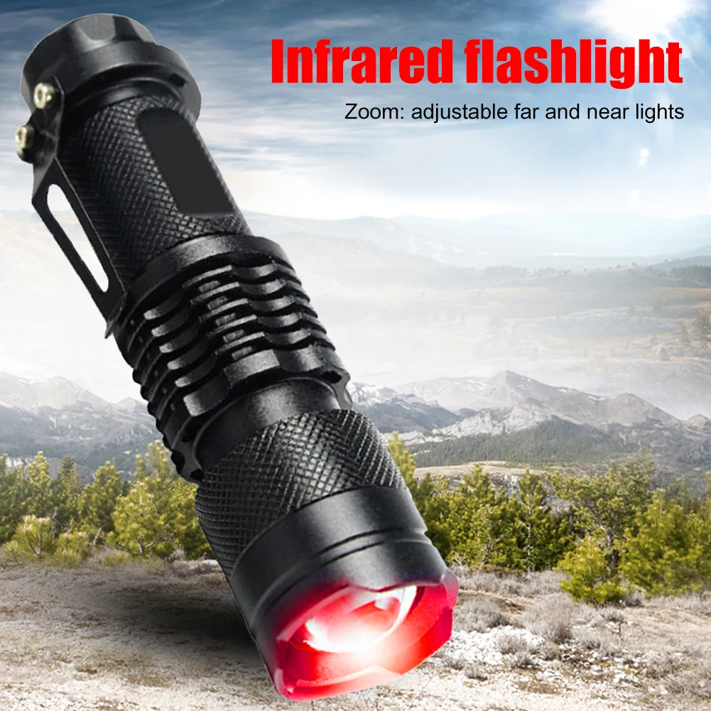 

Flashlight Waterproof Spot Lamp Night Vision Hunting Torch Battery Powered 850nm LED Infrared Zoom Flashlight Lantern