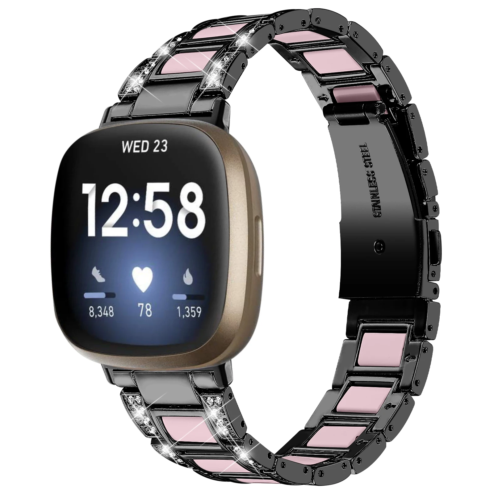

Бриллиантовый ремешок для Fitbit Versa 4 3 Sense 2 band, аксессуары для умных часов, металлический браслет из нержавеющей стали и смолы Fitbit Versa 4, ремешок