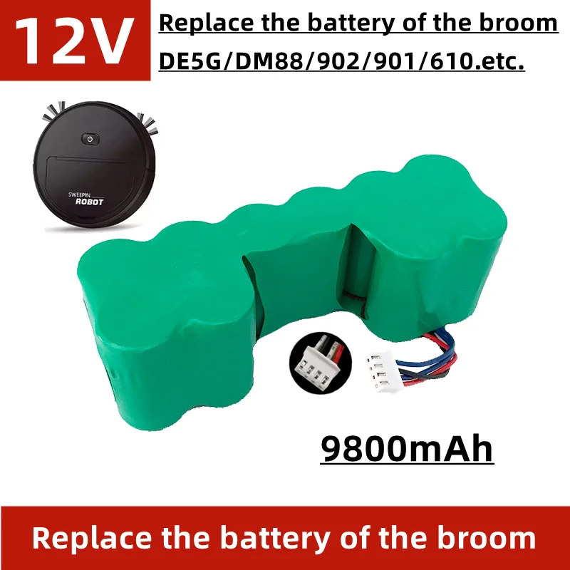 

2023 DE55 12V Ni Mh 9800Mah battery pack Ecovacs Deebot DE5G DM88 902 901 610 robot vacuum cleaner battery accessories