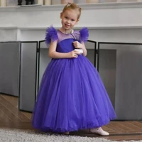 purple flower girl dresses cap sleeves for wedding princess ball gown pageant gowns tulle floor length first communion