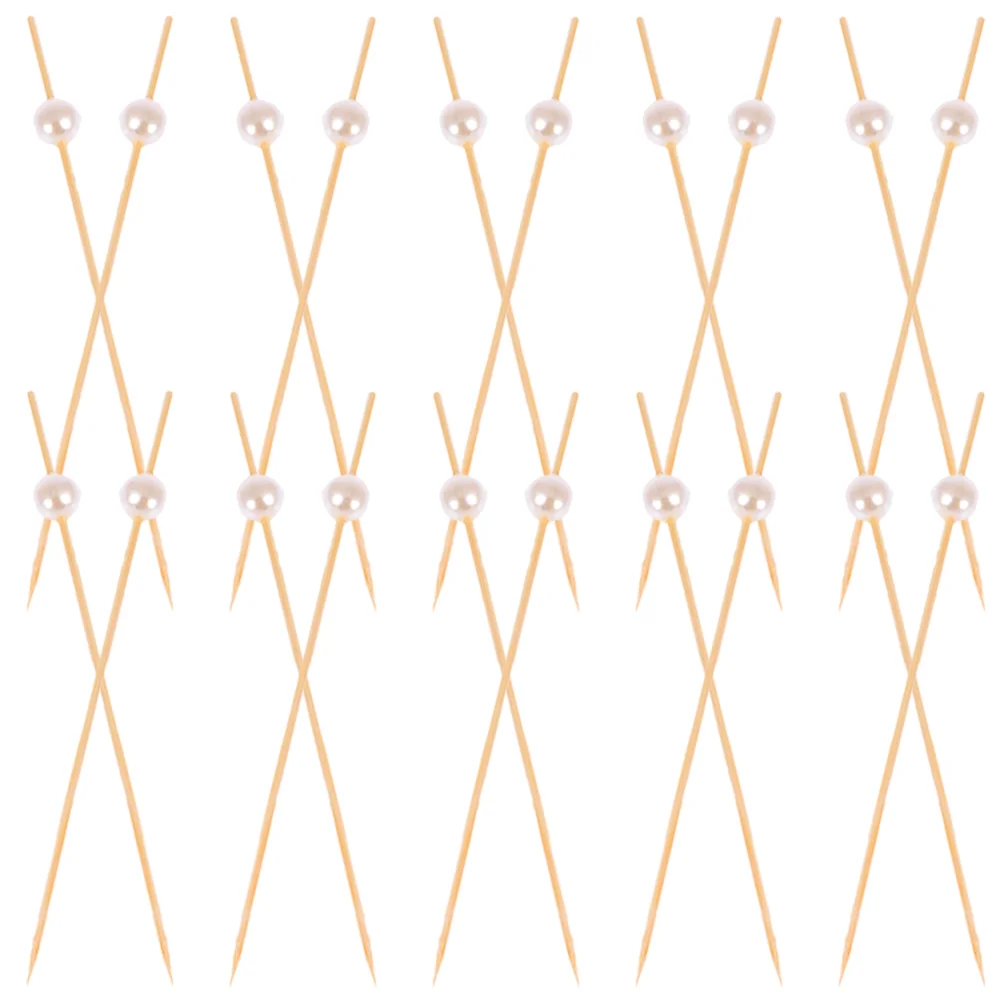 

100 шт. Коктейльные украшения, жемчужные топперы, бамбуковые бриллиантовые украшения для торта