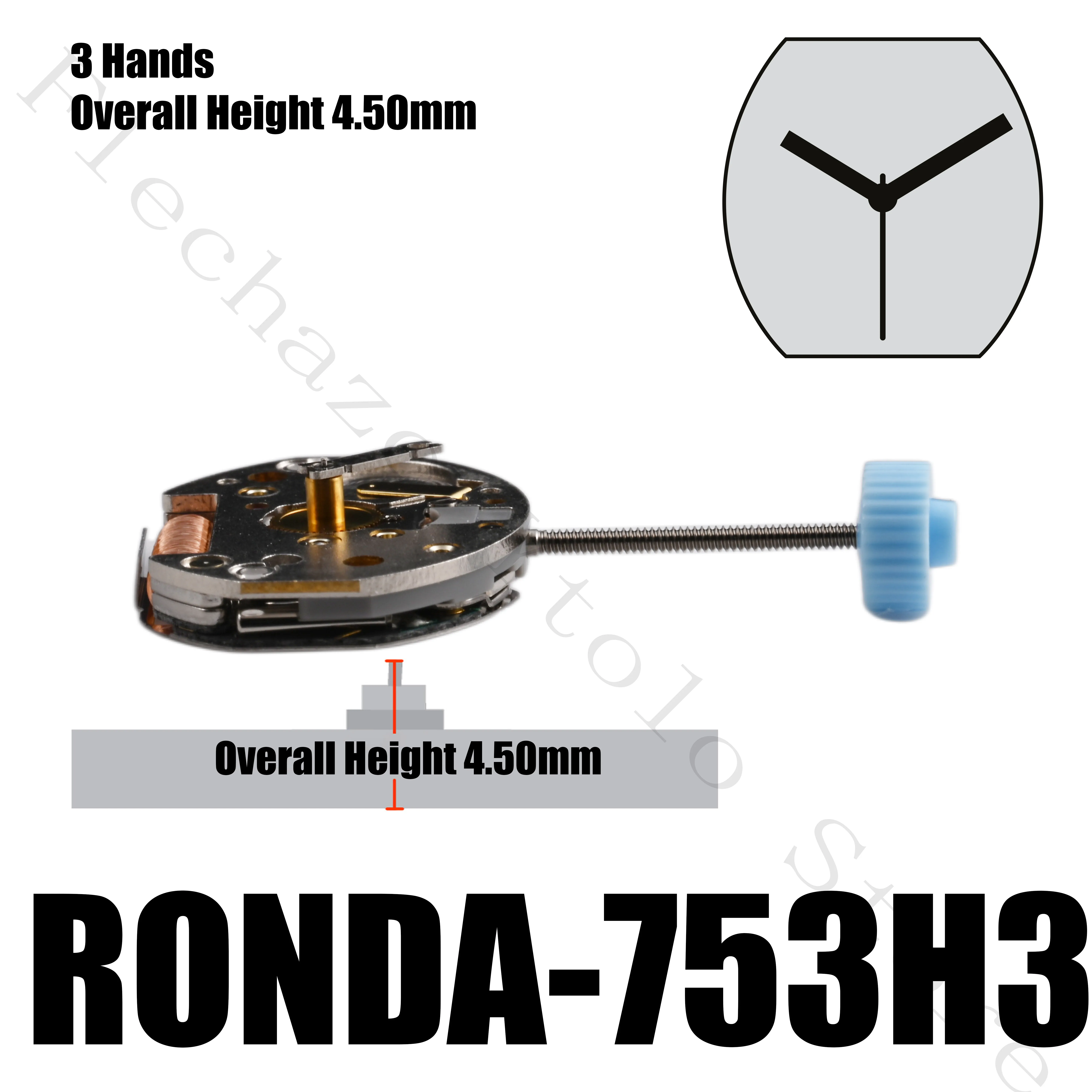 Механизм 753 высокая трубка H1 H2 H3 швейцарский механизм RONDA кварцевый с тремя